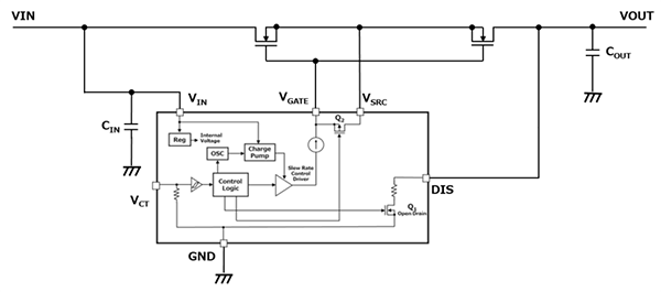 Application Circuit Diagram - Toshiba TCK40xG Load Switch ICs